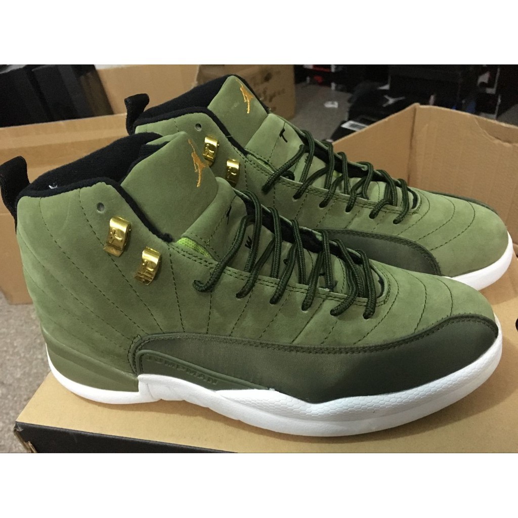 army green jordan 12