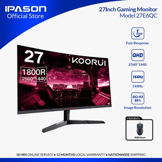 KOORUI 27E6QC QHD Curved 27 Inch Monitor, Fast VA Computer Gaming ...