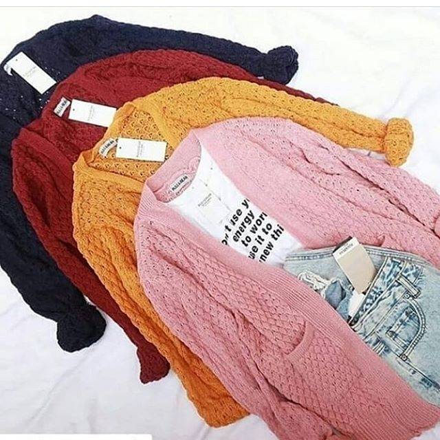 cardigan popcorn shopee