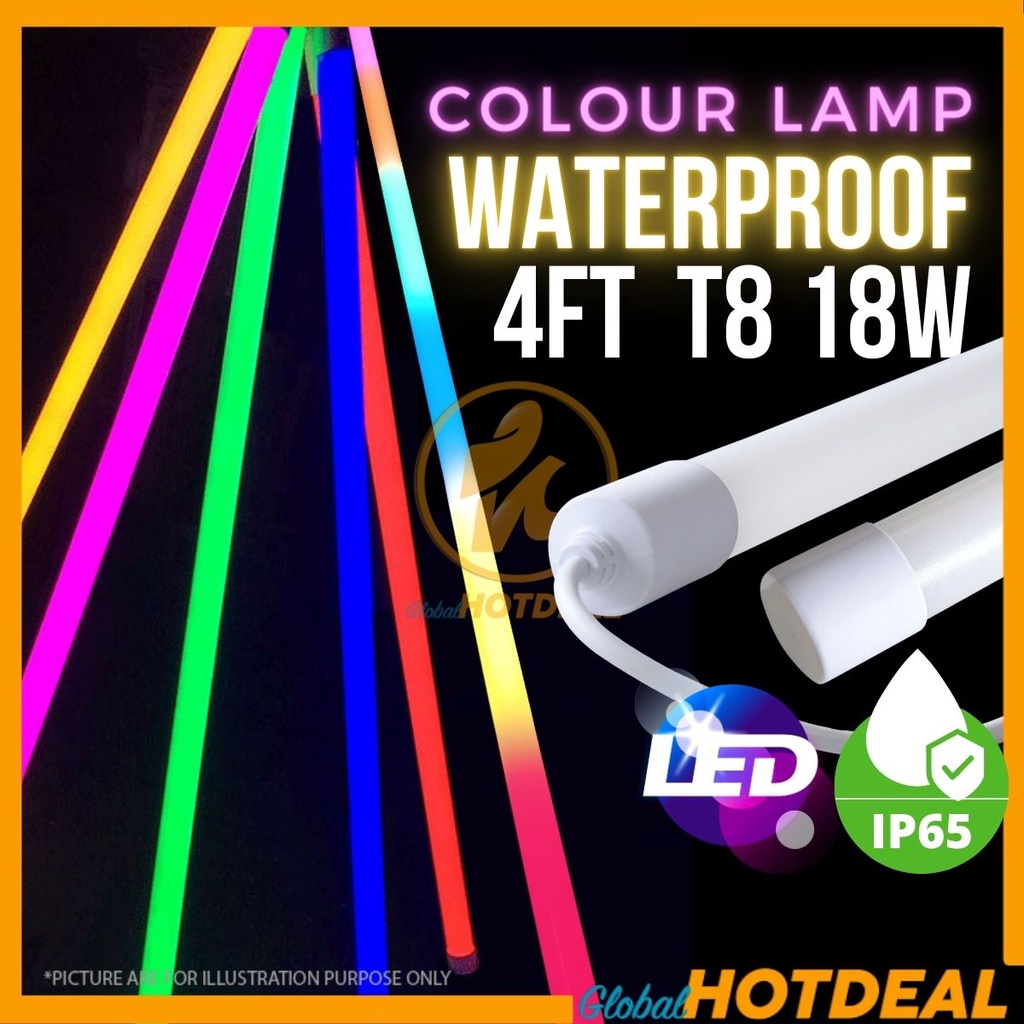 T8 18W 4FT LED Light Lamp IP65 Waterproof Tube Colour Ranbow RGB ...