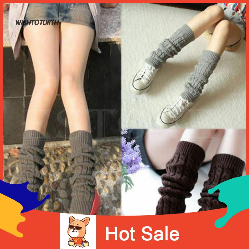 Women Ladies Winter Warm Leg Warmers Cable Knit Knitted Crochet Long Socks Hot