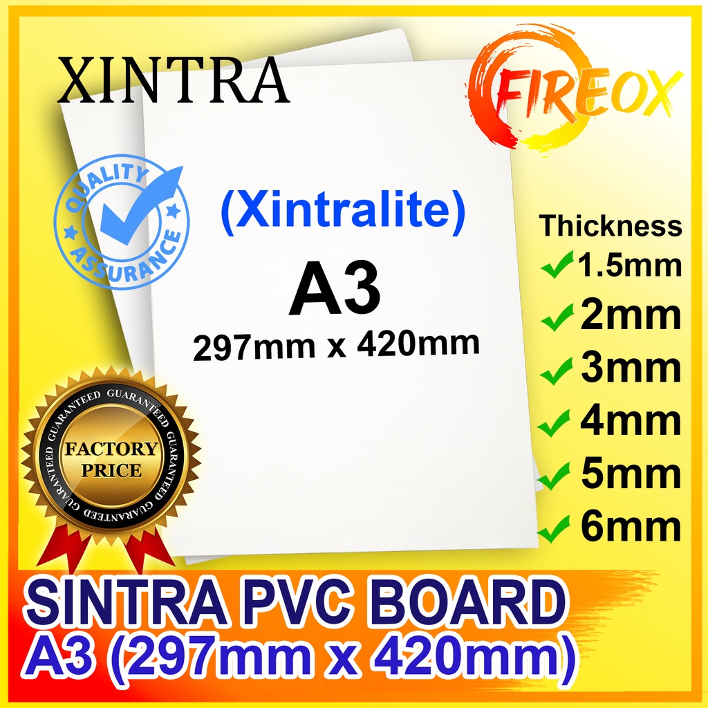 [10 PCS] SINTRA PVC BOARD Size A3 XINTRALITE (420x297mm)Thickness 1.5mm, 2mm, 3mm, 4mm, 5mm