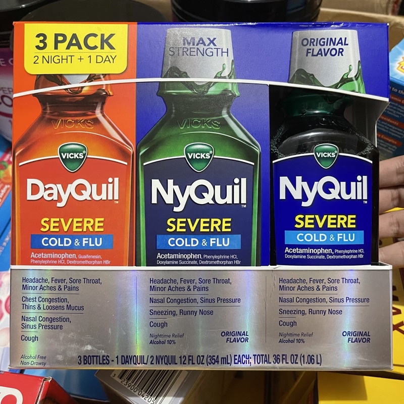 Vicks Severe DayQuil and NyQuil Cough, Cold & Flu Relief, 36 Ounces Liquid Shopee Philippines