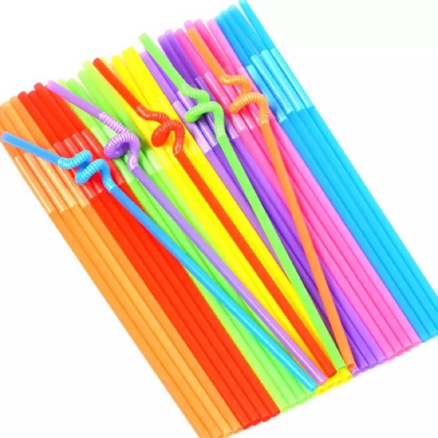 Pppby 100Pcs Plastic Straws Flexible Extra Long Straws Bendable Straws for Cocktail Drink Milk 
