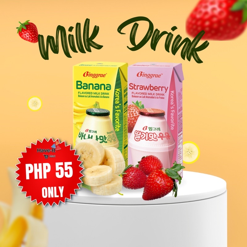 Binggrae Banana/Strawberry Flavored Milk Drink | Shopee Philippines