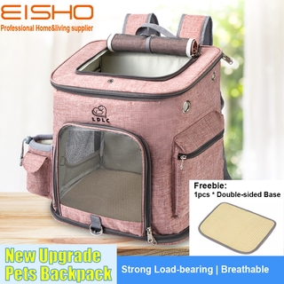 EISHO Pet Carrier Cat Dog bag Large Capacity High-quality Cationic Linen Fabric Cat Backpack Breathable Cat Carrier Backpack Sturdy Outdoor Travel Dog Carrying Bag