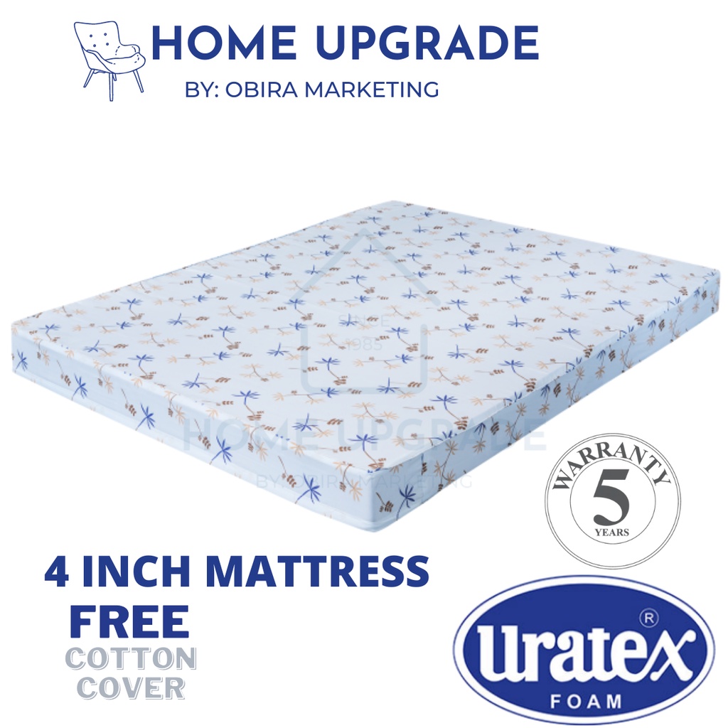 Original URATEX Foam with Cover 4 Inches (S, Single, Double, Full