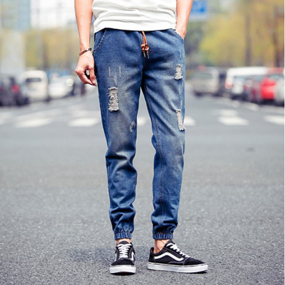 ripped jean joggers mens