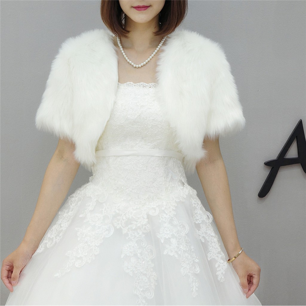 2019 New Bride Wedding Dress Fur Shawl Autumn Winter Wedding