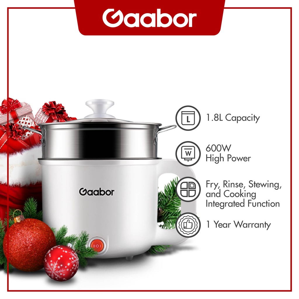 Gaabor Mini Rice Cooker, 1.8L Multifunction Cooker NonStick Inner Pot