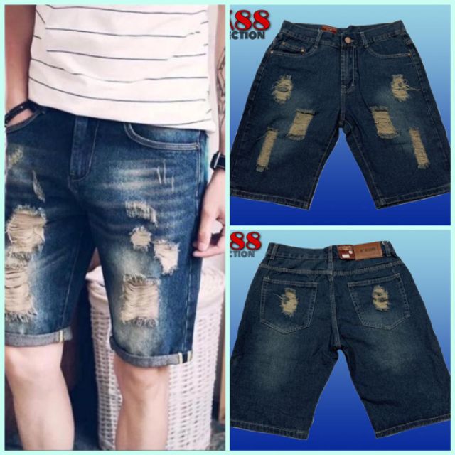 #55909 Tattered Maong Shorts For Mens | Shopee Philippines