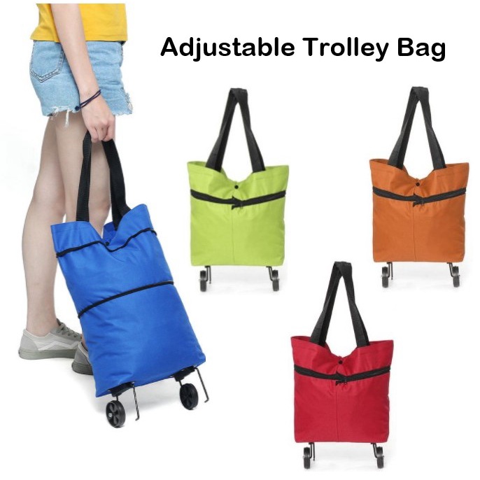 Foldable Shopping Trolley Bag Cart Grocery Handbag Tote with Rolling