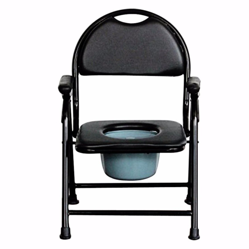 Steel Bedside Commode Thicker Non Slip Toilet Seat Black