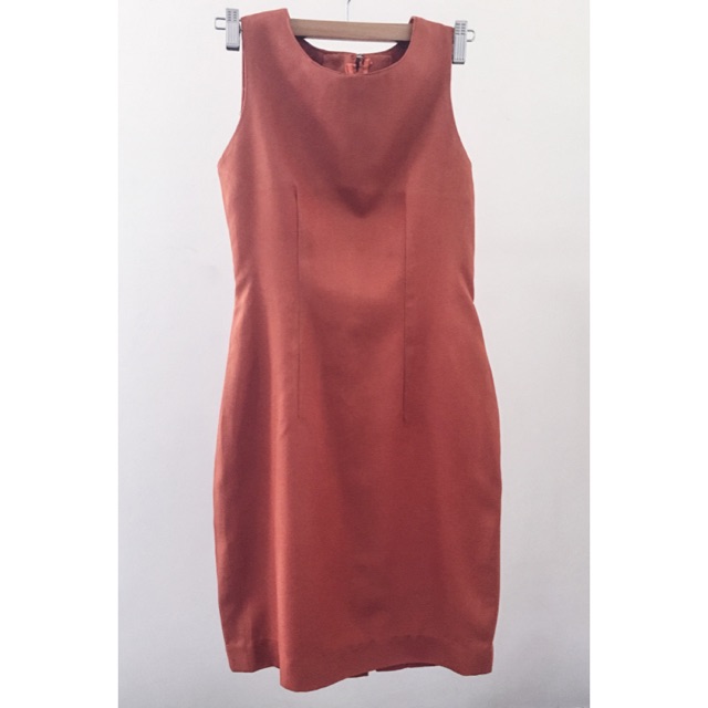 orange shift dress