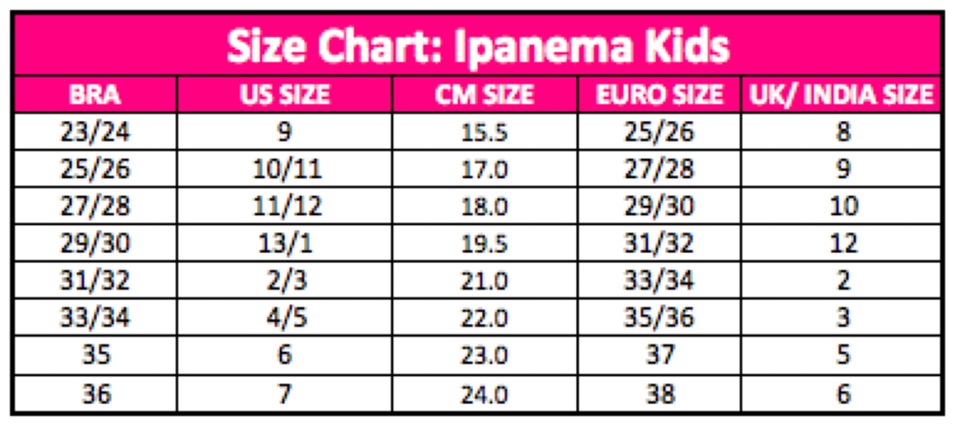 havaianas size chart for toddlers