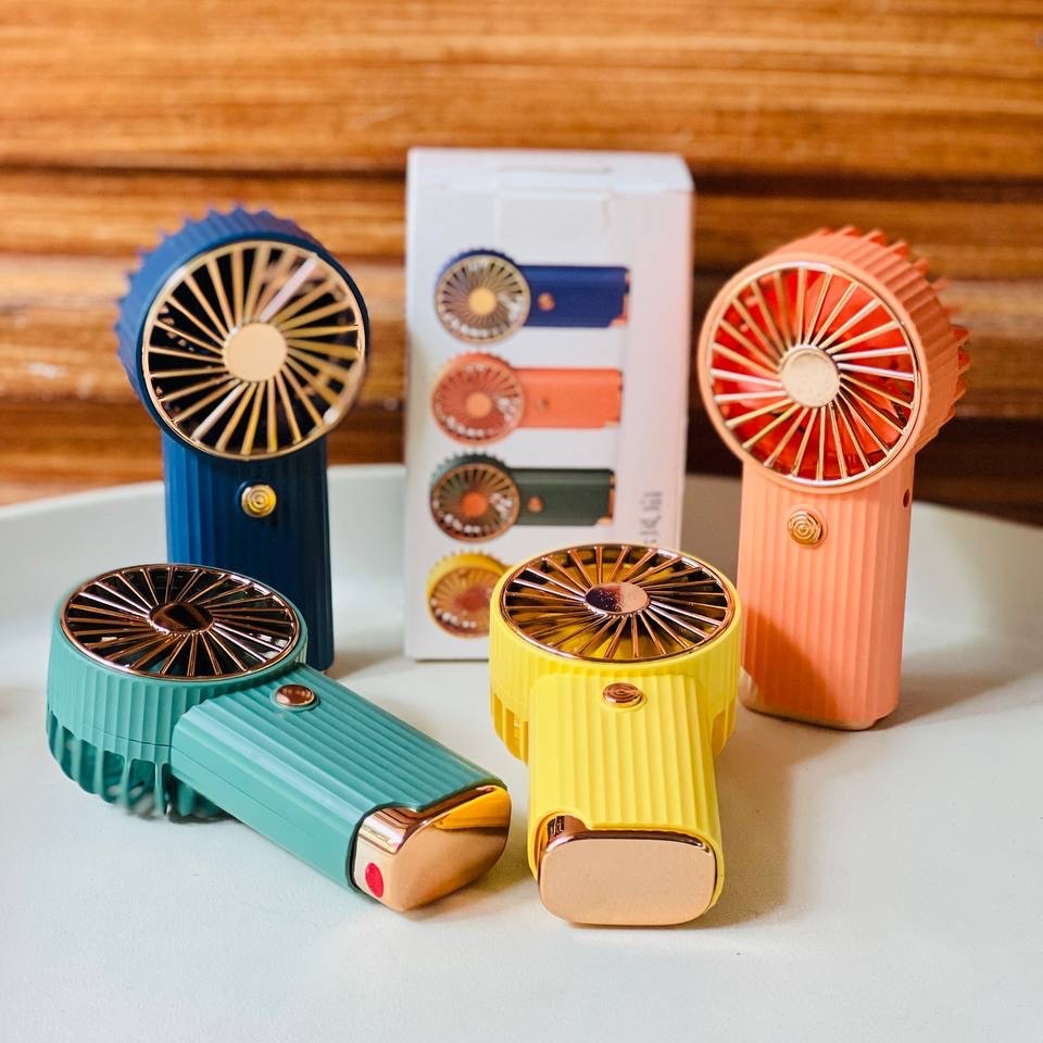 Aesthetic Portable Mini Fan Electric Usb Rechargeable Handheld Gold