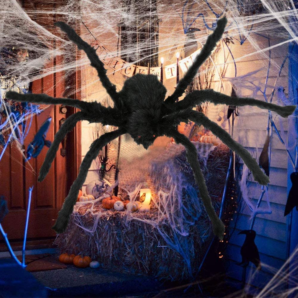 Halloween Decorations Giant Spider Outdoor Large Props Scary Hairy Fake Web Decoration 30cm