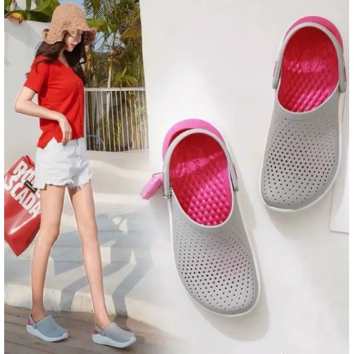 Crocs Unisex Sandals For Women and Men Grey Pink LiteRide Clog For all  seasons | Shopee Philippines