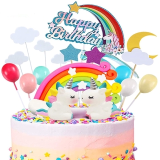 rainbow unicorn cake topper kit cloud rainbow balloon