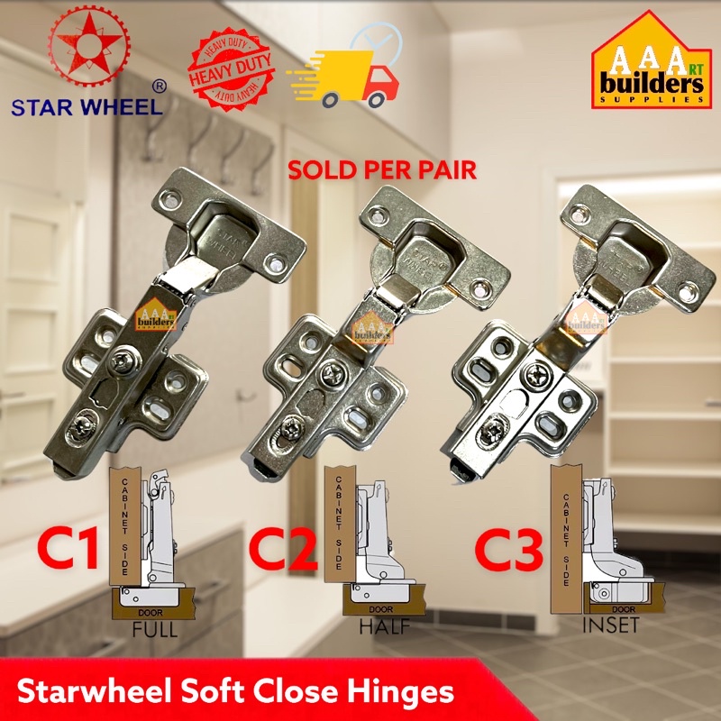 Starwheel Soft Close Hinges - Hydraulic C1 C2 C3 SOLD PER PAIR | Shopee ...