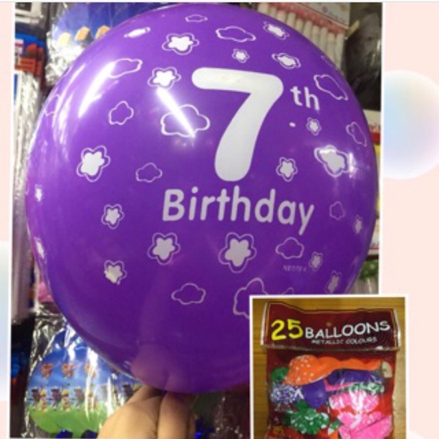 7th birthday balloons 12inches assoted  colors #