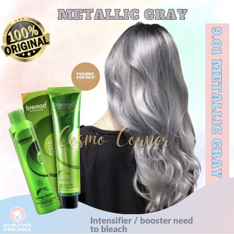Metallic Gray 9.01 Bremod Hair Color with Oxidizing Cream SET (Bremod