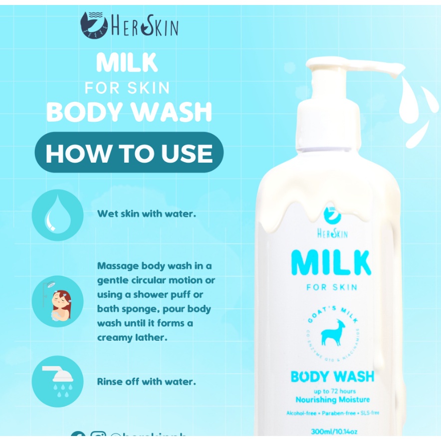 HER SKIN MILK FOR SKIN BODY WASH 72 HRS NOURISHING MOISTURE 300ML by