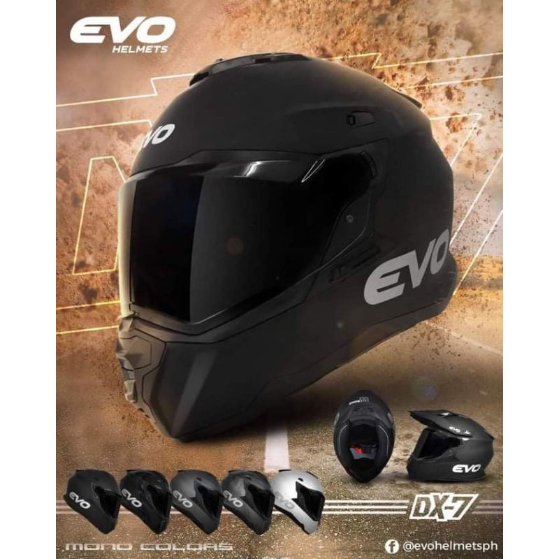 Evo Dx 7 Full Face Dual Visor With Smoke And Clear Lens Shopee Philippines