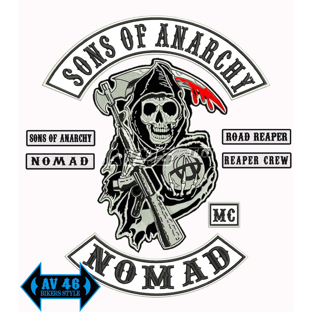 Av46 Sons Of Anarchy SOA NOMAD Embroidery patch Vest Emblem Big Back