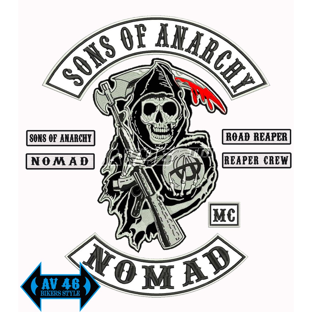 Av46 Sons Of Anarchy SOA NOMAD Embroidery patch Vest Emblem Big Back ...