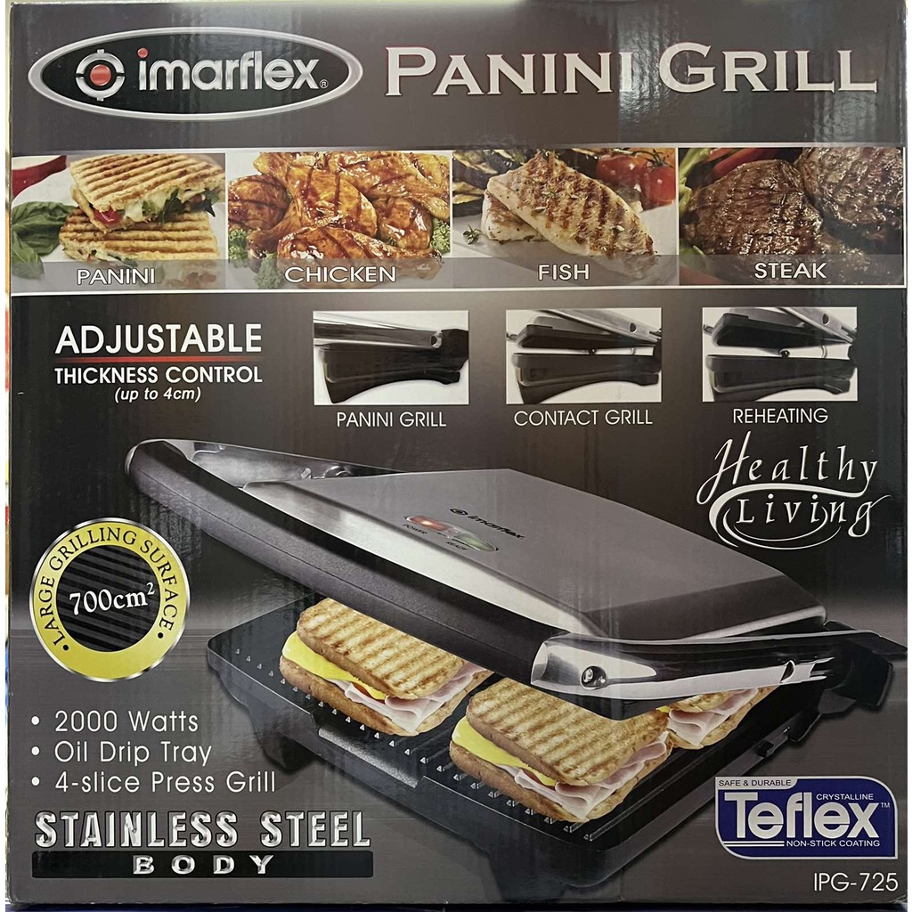 Imarflex Panini Grill Sandwich Toaster Maker 4 Slice IPG725 Shopee