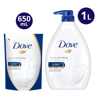 Dove Deeply Nourishing Body Wash 1L with 650ml Refill Set Bundle ...