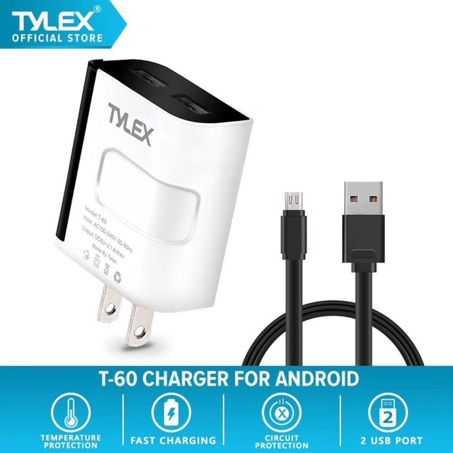 TYLEX android quick charge dual usb port 2.1A fast charger T-60 Good ...