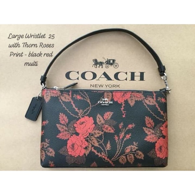 Coach Large Wristlet 25 with Thorn Roses Print | Shopee Philippines