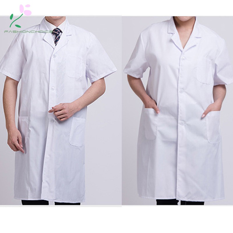 Summer Unisex White Lab Coat Short Sleeve Pockets Uniform Work - doctor nurse uniform scrubs roblox