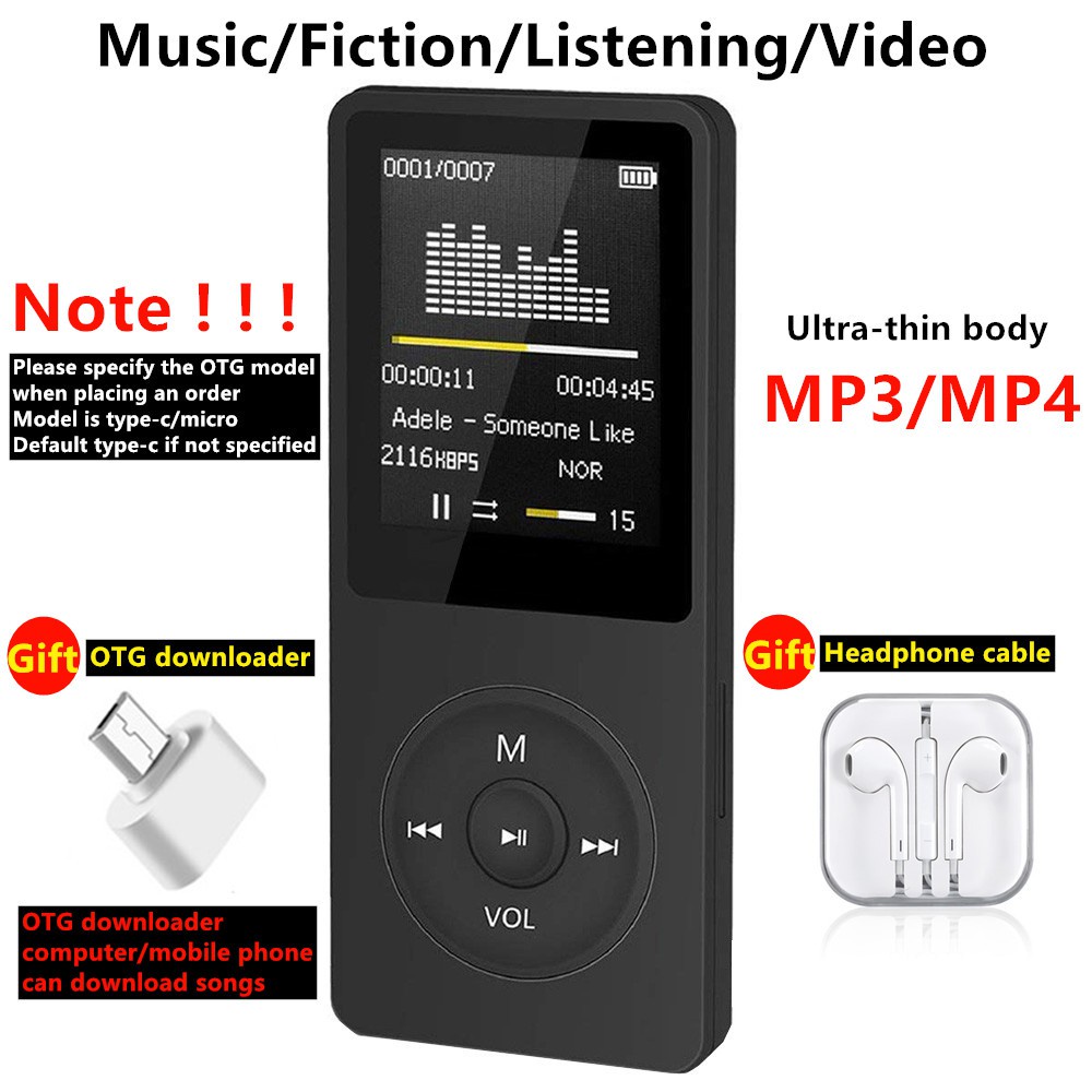 【Ready Stock】New card ultra-thin screen MP4 player lyrics, speed change, repeat, e-book MP3, lossle
