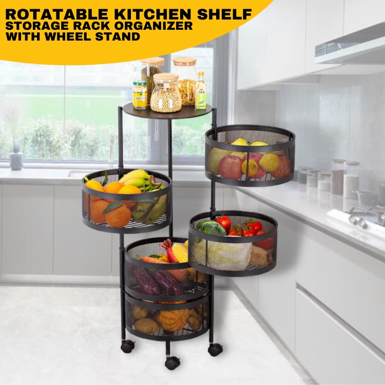 4 Layer / 5 Layer Rotatable Kitchen Self Storage Rack Multilayer Round