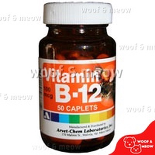 ARVET Cyanocobalamin Vitamin B12 - 50 caplets for fighting cocks