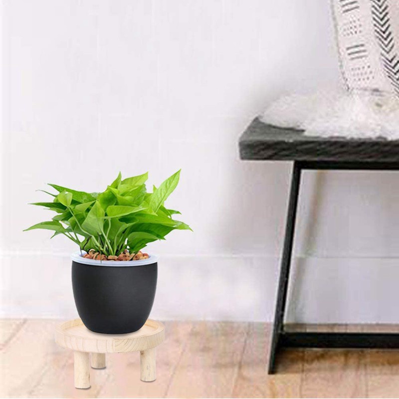 2Pcs Mini Wooden Stool Display Stand, Round Wooden Flower Stool Display Stand, for Indoor Outdoor Home Garden Decor