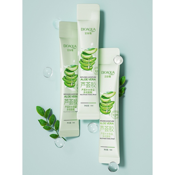 Original Bioaqua Moisturizing Facial Mask Aloe Vera Gel Mask 4ml 20pcs
