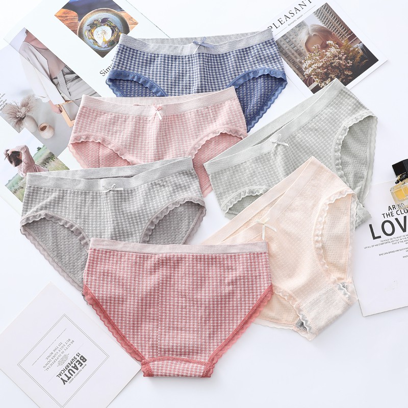 seamless plaid underwear women cotton graphene underwear hips abdomen ...