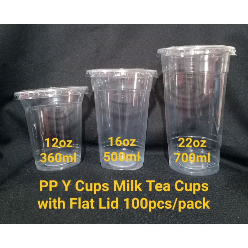LRPeS Milktea Milk Tea Disposable Plastic Cups Flat/ Dome Lid 22oz