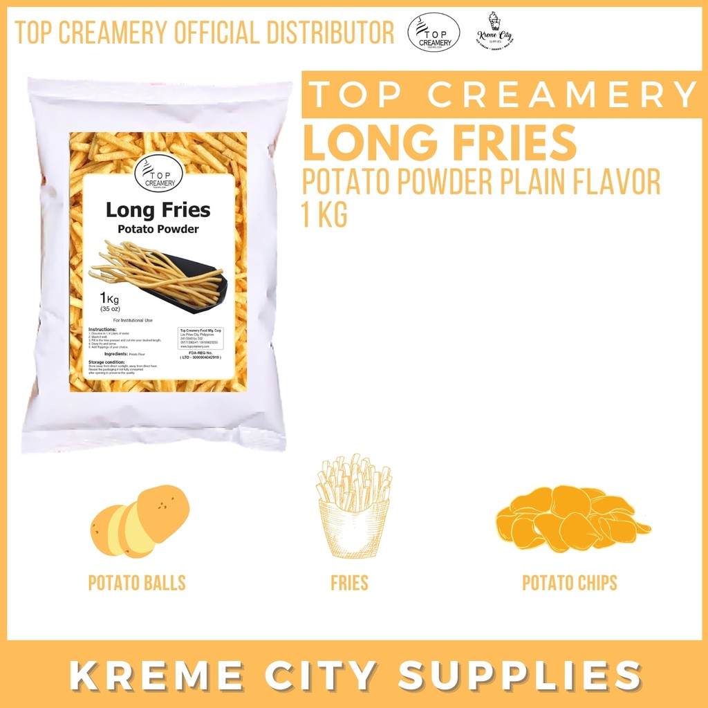 TOP CREAMERY Long Fries Potato Powder Plain Flavor 1kg Shopee Philippines