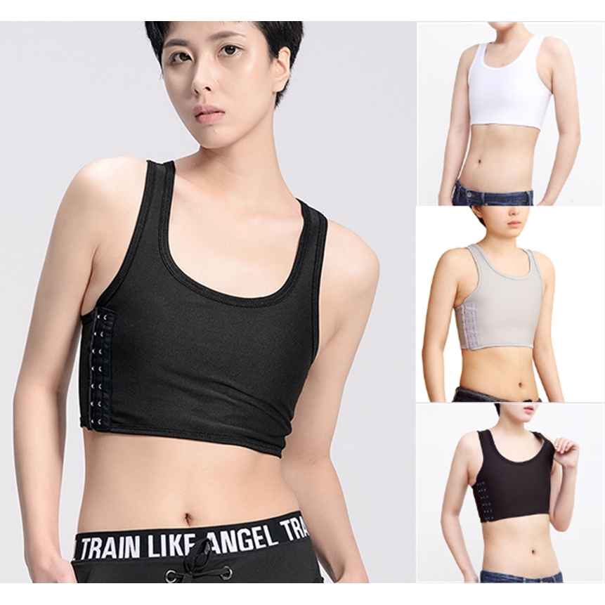 Women Breathable Sport Bra Tank Underwear Top Tomboy Elastic Chest Binder  Short Corset Vest