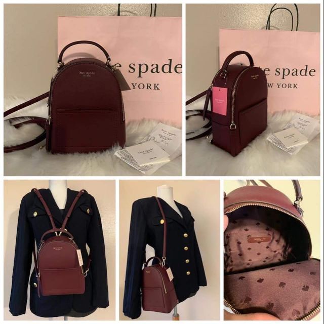 Kate Spade Mini Convertible Backpack Crossbody Bag Leather - Burgundy |  Shopee Philippines