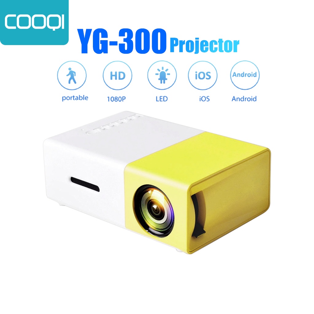 COOQI YG300 Micro Mini HD Projector 1080P Home LED Portable Small Desktop Projector COD Shopee