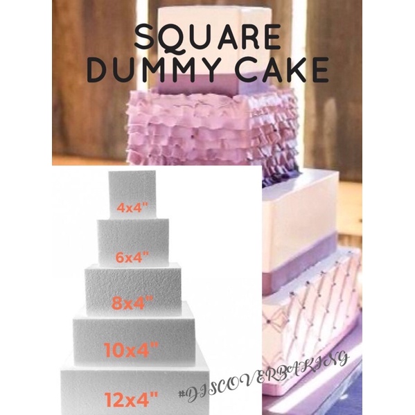 Square Dummy Cake Thickness 2 4 Size 4 X4 6 X6 8 X8 Sold Per Piece Shopee Philippines