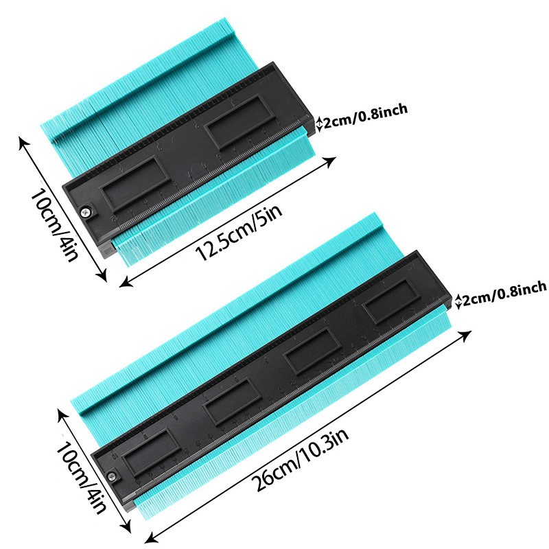 2 Pieces Contour Gauge Duplicator 5 Inch 10 Inch Multi-Functional Contour Profile Gauge Duplicator Edge Shaping Measure Ruler for Tiling Laminate Woodworking Tool