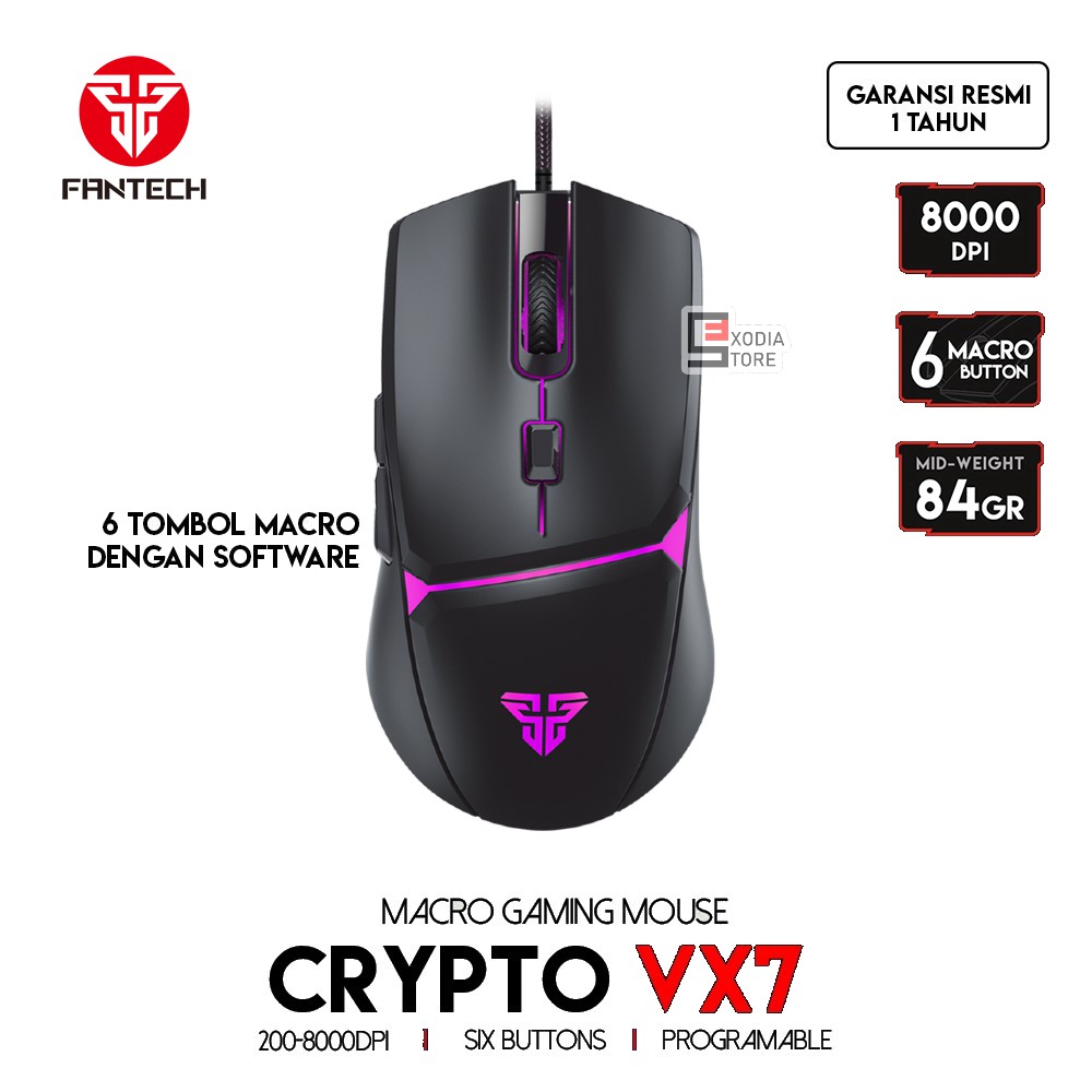 Fantech CRYPTO VX7 Macro 8000 DPI 6 Buttons Programable Gaming Mouse