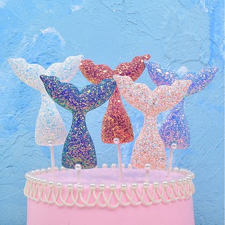 5pcs/set cute mermaid tail starfish coral seahorse cake toppers party supplyNICA 